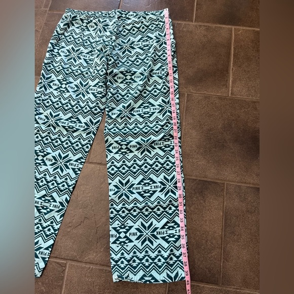 PINK Victoria’s Secret pajama casual pants green Aztec lounge thin size large - Picture 6 of 13